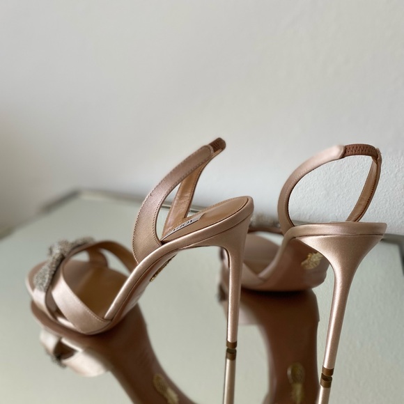 New AQUAZZURA Very Bow Tie embellished satin sandals 40.5 $1,195 - Picture 13 of 16